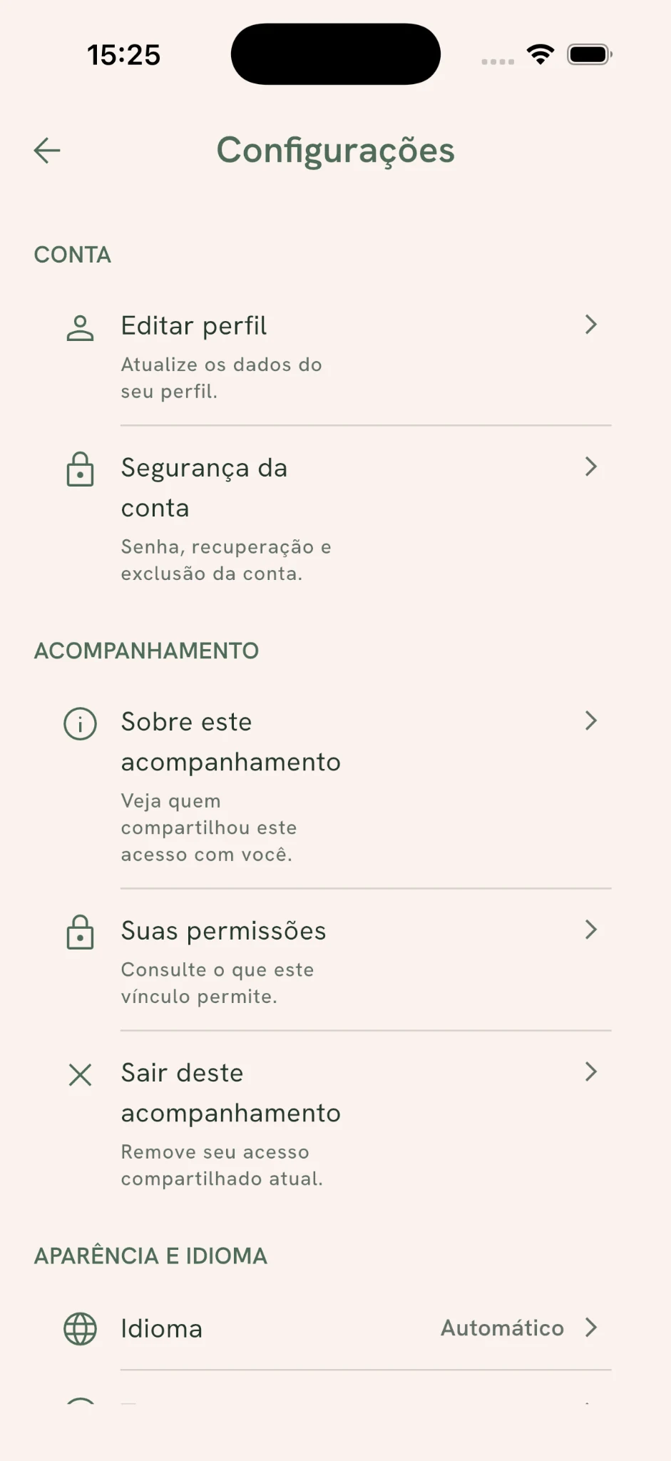 Configurações e permissões